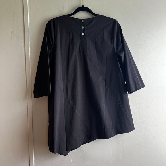 J. Jill Black Asymmetrical Hem Tunic Blouse Top Modest Modern Minimal - Small - Picture 5 of 9